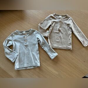 H&M Organic Cotton Gray and Tan Button Tees